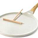 SENSARTE Nonstick Crepe Pan with Spreader, 12-Inch Natural Ceramic Coating Dosa Pan Pancake Flat Skillet Tawa Griddle with Stay-Cool Handle, Induction Compatible (White)