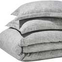 Superior Melange Flannel Cotton Duvet Set, Ultra-Soft Textured Duvet Cover, Modern, Farmhouse Bedding, Basics, Comforter or Duvet Insert Cover, with Pillow Shams, Full/Queen, Charcoal