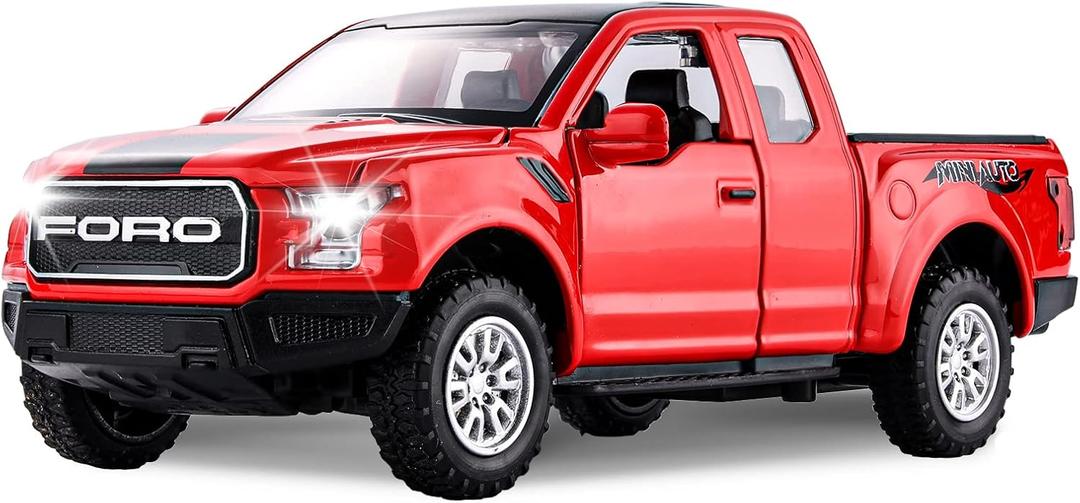 SASBSC F150 Pickup Truck Toys for Boys Age 3-8 Toy Trucks for Boy Ages 4-7 Diecast Metal Model Truck with Light and Sound Pull Back Toy Cars Gifts for 3+ Year Old Kids(Red)
