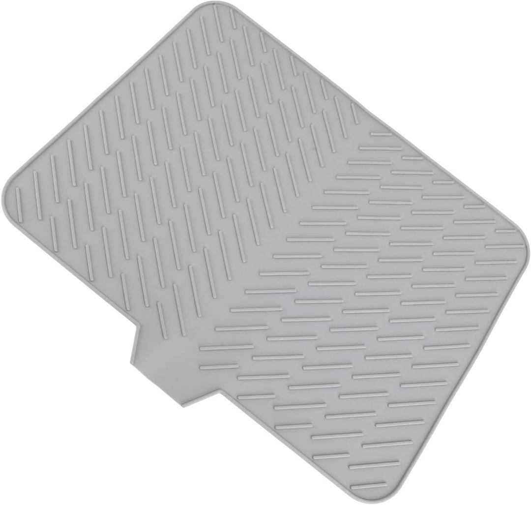Silicone Dish Drying Mat, Heat Water Proof Builtin Drain Fast Drying Dish Mat for Kitchen Counter, Silicone with Builtin Drain for Kitchen Counter