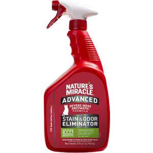 Nature's Miracle Advanced Cat Stain and Odor Eliminator Spray, Severe Mess Enzymatic Formula For Tough Pet Messes, 32 oz