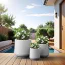 Kante 3-Pack 16.5" 13" 9.4" W Round White Concrete Planters, 16.5"+13"+9.4" Dia