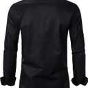 BEILU Stretch Mens Slim Fit Dress Shirts Formal Long Sleeve Button Down Shirts (Size 10, Black)