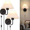 ADISUN Wall Sconces Sets of 2, Plug in Wall Sconces for Bedroom Dresser Classic Wall Lamp for Living Room Bathroom Dining Room Corridor Staircase