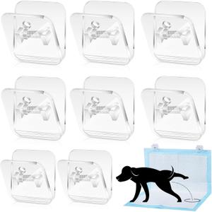 8 Pieces Wall Pee Pad Holder Clear Dog Potty Training Pad Holder Invisible Puppy Pad Holder Sticky Pee Pad Wall Clips with 6 Pcs Strong Adhesive for Dog Indoor Outdoor Training Pad