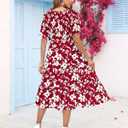 AUSELILY Women's Summer Empire Waist Dress Smocked Flutter Short Sleeve V Neck Midi Dresses 2026 New (S)