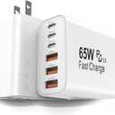 FEEL2NICE 2-Pack 65W USB C Charger Block, 6-Port Fast Wall Charger [3 PD USB-C & 3 QC 3.0 USB-A], Compact Adapter for iPhone 17 16 15 14 13 12 11 X 8,Pro,Max,iPad, iPod,Galaxy, Google & More