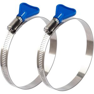 ISPINNER 2pcs 4 Inch Key-Type 304 Stainless Steel Worm Gear Hose Clamps, Adjustable Size Range 91-114mm Clamps for Dryer Vent, Dust Collector and Automotive