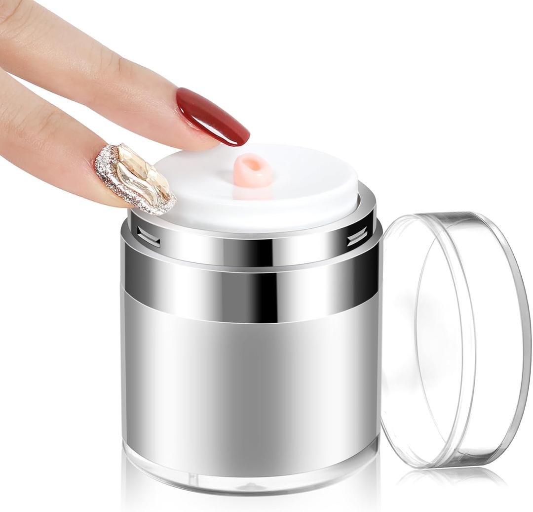 Airless Pump Jar 1.7 oz 2 Pack, Premium Quality Leakproof Acrylic Moisturizer Dispenser with Precise Pump, Refillable Travel Containers for Lotion, Skincare, Makeup, Face Cream