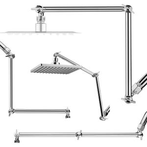 Shower Head Extension Arm, 16'' Solid Brass Extension Extra Long Extender With Locking Set Screw, Rise or Lower Angle Height Adjustable, G1/2 Universal Connector Compatible (Chrome)