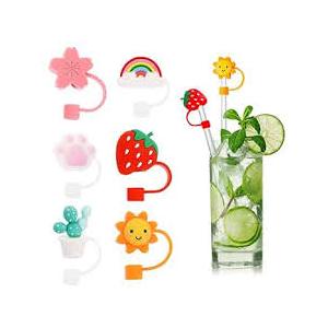 MANNA 9Pcs Straw Tip Insert Silicone Straw Tips Cover Reusable Drinking s Lids Cute Plugs for s Mixed Cap