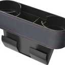 Iokone Coin Side Pocket Console Side Pocket Leather Cover Car Cup Holder Auto Front Seat Organizer Cell Mobile Phone Holder (Slim-Black)