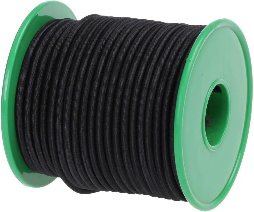 Usew 1/8-Inch (3 mm) Black Round Heavy Elastic Cord 20-Yards with Plastic Spool