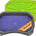 Neater Pets Neat-LIK Dog Lick Mat w/Mess-Proof Tray, Lick Mat for Dogs, Cats, Puppy, Reduces Anxiety & Boredom, Peanut Butter Slow Feeder, Interactive Treat Licking Pad (Purple & Green/Gunmetal)