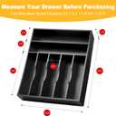 Kitchen Bamboo Silverware Organizer, Kitchen Drawer Organizer - Utensil Holder and Cutlery Tray with Grooved Drawer Dividers for Flatware 7 Slot, Black