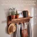 Geelin 35 Inch Wall Shelf with Hooks and Shelf Organizer Wall Mount Coat Rack with 6 Hooks for Hanging for Entryway, Hallway, Bathroom, Living Room, Bedroom
