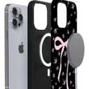 Case for iPhone 12/12 Pro [Compatible with MagSafe], Cute Pink Flower Bow Phone Case for Teen Girl Women Kids Scratch Resistant Shockproof