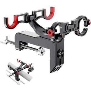 DZrudun Rod Holders for Fishing Boat- Dual Head 360 Adjustable Fishing Rod Holders for Boat- Folding Fishing Gear, Strong and Durable Rod Holder for Boat-Boat Accessories,Enlarge Clamp&Thicken Base