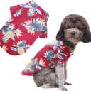 Hawaiian Beach Print Pet Dog Cat T-Shirts Cute for Small to Medium Dog Cats Cool Summer Vest Camp Shirt Clothes (RED, S)