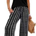 WIHOLL Two Piece Set for Women Summer Spring Outfits Cruise Travel Airport Beach Vacation Clothes Trendy Lounge Sets Mock Neck Matching Women Clothing Wide Leg Pants Set, Stripped Black, Small