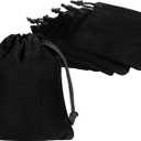 Shintop 10pcs Velvet Drawstring Bags Wedding Gift Bags Velvet Cloth Jewelry Pouches (Black)