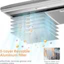 30 inch Stainless Steel Under Cabinet Range Hood, Slim Kitchen Vent Hood Ducted/Ductless Convertible with 3 Speed Controls, 5-Layer Aluminum Filters,LED Lights