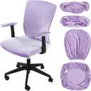 Tallew 4 Pcs Office Chair Covers Set Computer Universal Protective Stretchable Chair Seat Covers Desk Armrest Slipcovers Pads Office Cushion Backrest for Rotating(Purple)