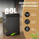80 Liter/21 Gallon Large Trash Can with Lid, Garbage Bin Wastebasket made of bamboo, Outdoor Garbage Can/Waste/ Basket Bin for Home, Office, Bathroom, Kitchen 24" HX15.8 WX11.8 D (Advanced Black)