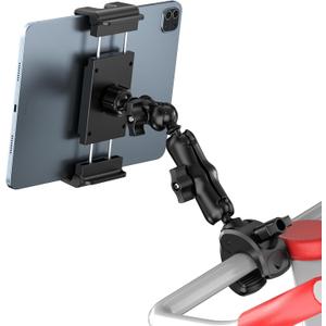 PLDHPRO Tablet Mic Music Holder for iPad Clamp Mount Stand, Microphone Tripod Treadmill Stroller Spin Bike Exercise Handlebar Accessories Compatible iPhone iPad Galaxy Tab 5.1-15.6'' Phones Tablets (2 stage)