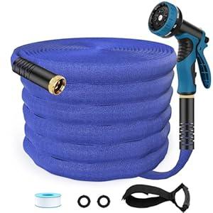Flexible Garden Hose 75ft, Lightweight Water Hose with 10 Function Spray, Portable Water Pipe Leak-Proof Kink Free Non-Shrinking Drinking Water Safe Hose Durable for Car Wash Patio Yard House Camping , 75FT