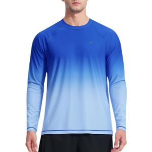 Men's Long Sleeve Rash Guard Quick Dry Swim Shirts UPF 50+ UV Sun Protection Tee Surfing Tops, L