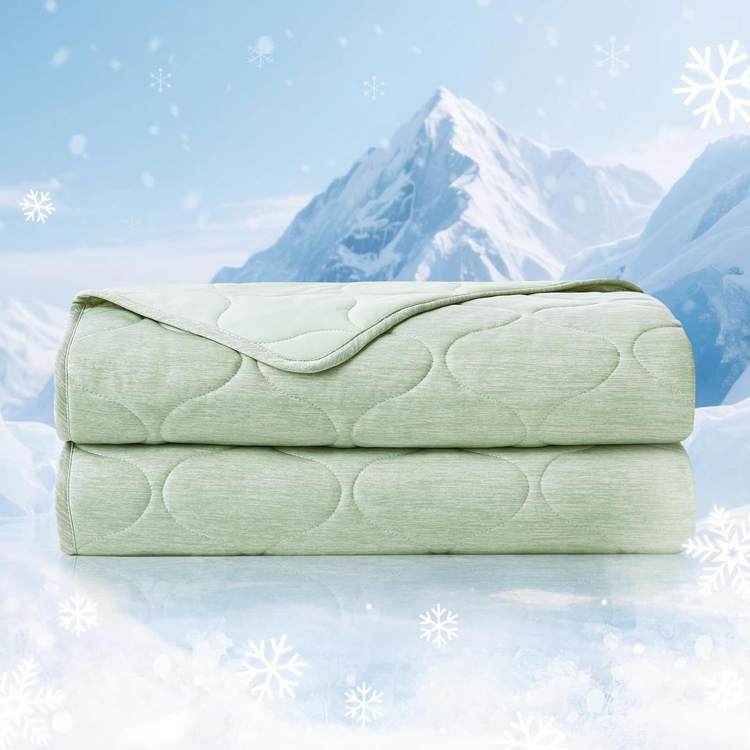 Cozy Bliss Cooling Dual-Sided Blanket for Hot Sleepers, Q-Max>0.46 Lightweight Soft Breathable Bed Blanket, Double Side Cooling Throw for Night Sweats (Sage Green, 50"x70")