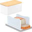 Bread Slicer with Box for Homemade, Foldable Bread Cutter with Crumb Tray, Adjustable Width Bread Slicing Guide for Loafs, Sandwiches, Bagels, and Cakes