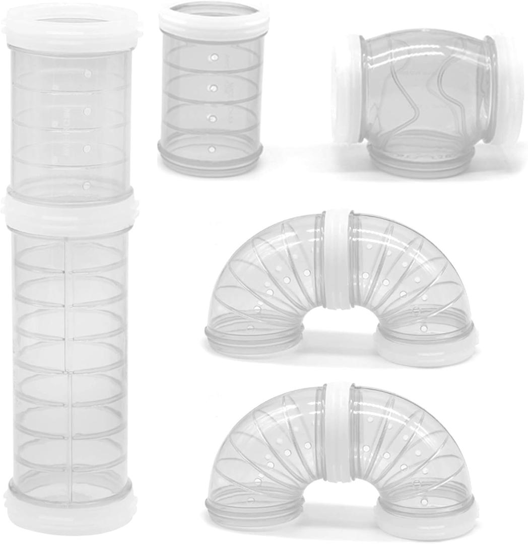 Hamster Tube Set, 8 Pack Transparent Curved Pipe Pet Cage Tunnel Hamster Toy DIY Creative Connection Tunnel External Sports Tube for Mouse Rat and Other Small Animal