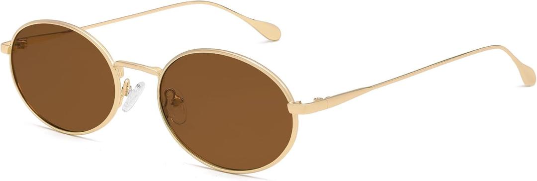VANLINKER Retro Oval Polarized Sunglasses for Women Men Vintage 90s Metal Gold Frame Shades VL9872