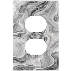 Beautiful Grey Marble Texture Simple Abstract Print Outlet Covers 1 Gang Duplex Light Switch Cover Decorative Switch Plates Electrical Receptacle Faceplate Wall Plate for Bathroom Kitchen Decor