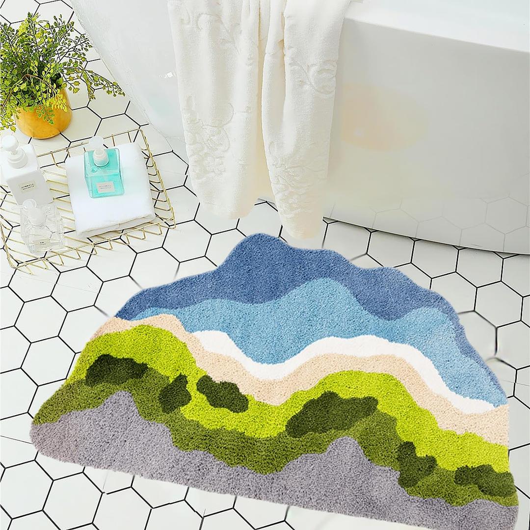LEVINIS Moss Bath Mats, Cute Green Moss Shag Bathroom Rugs Non Slip Soft and Water Absorbent Bath Rug for Bathroom, Shower, Tub, Indoor Doormat 31"×20"