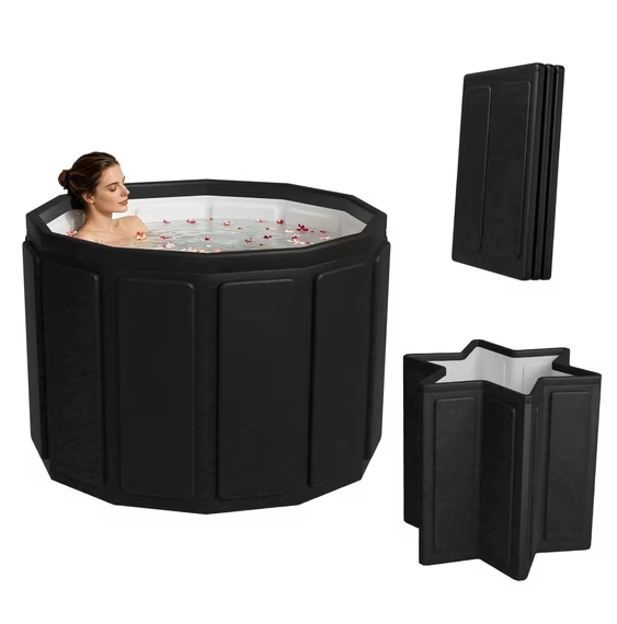 SOTOS Portable Bathtub for Adults, Foldable Collapsible Bath Tub for Shower and Cold Plunge, 7-Layer Insulated Large Capacity with Dual Drains for Home Gym Outdoor