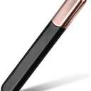 Premium Glass Nail File with Case, Crystal Diamond Salon Best Beauty Nail Buffer for Natural and Acrylic Nails Christmas Gift for Woman and Man,Black Gold (Black Flame-gold)