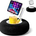 Kindle Pillow Stand Holder with Snack Bowl for Reading in Bed, Cozy Tablet Phone iPad Pillow Stand for Lap Compatible with 4.7"-13" Phone, Tablet, iPad, iPhone, Google, Kindle, Samsung(Black)