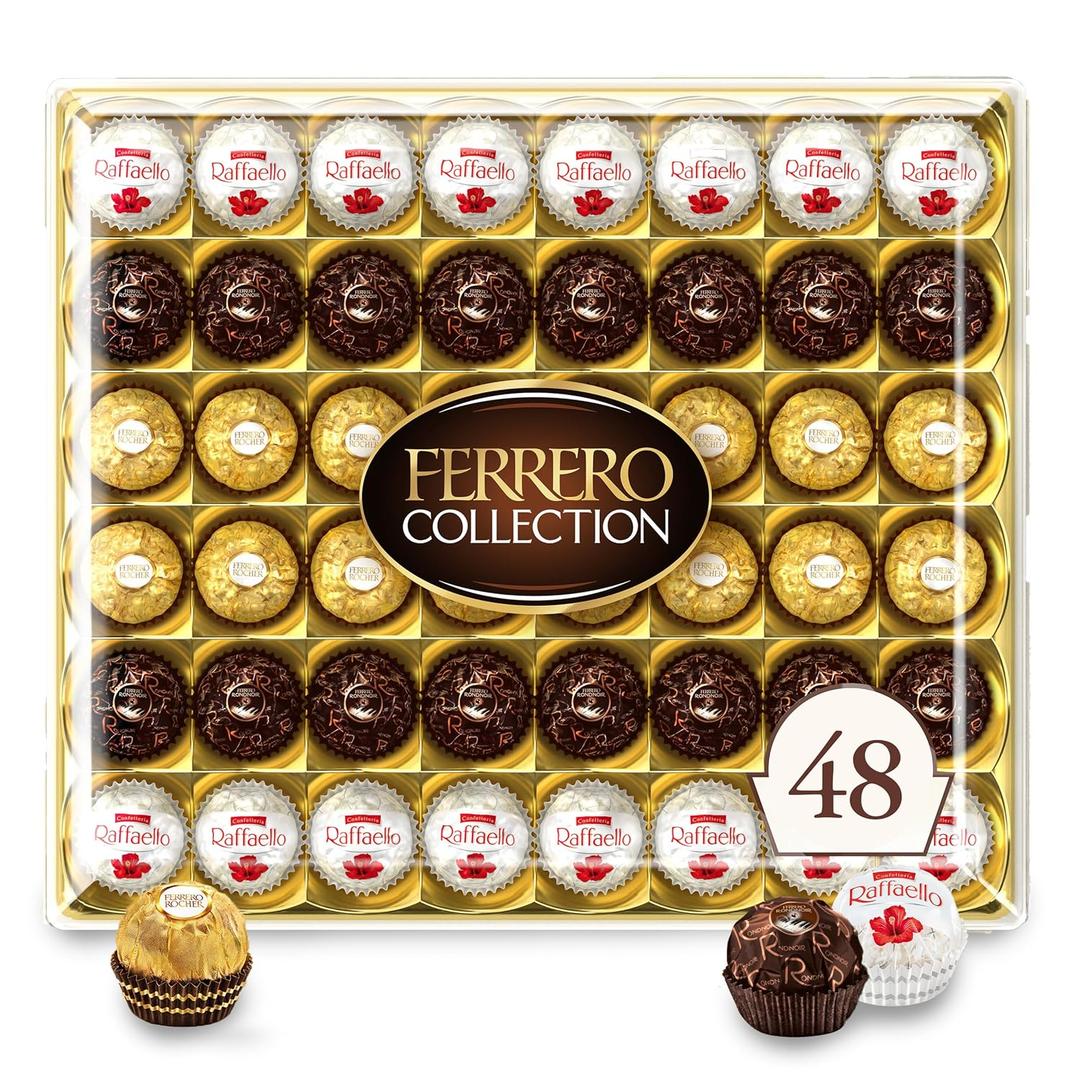 Ferrero Collection, Premium Assorted, Hazelnut, Dark Chocolate and Coconut, 48 Count Premium Treats, 6.1 oz, BB Date: 04/09/2026