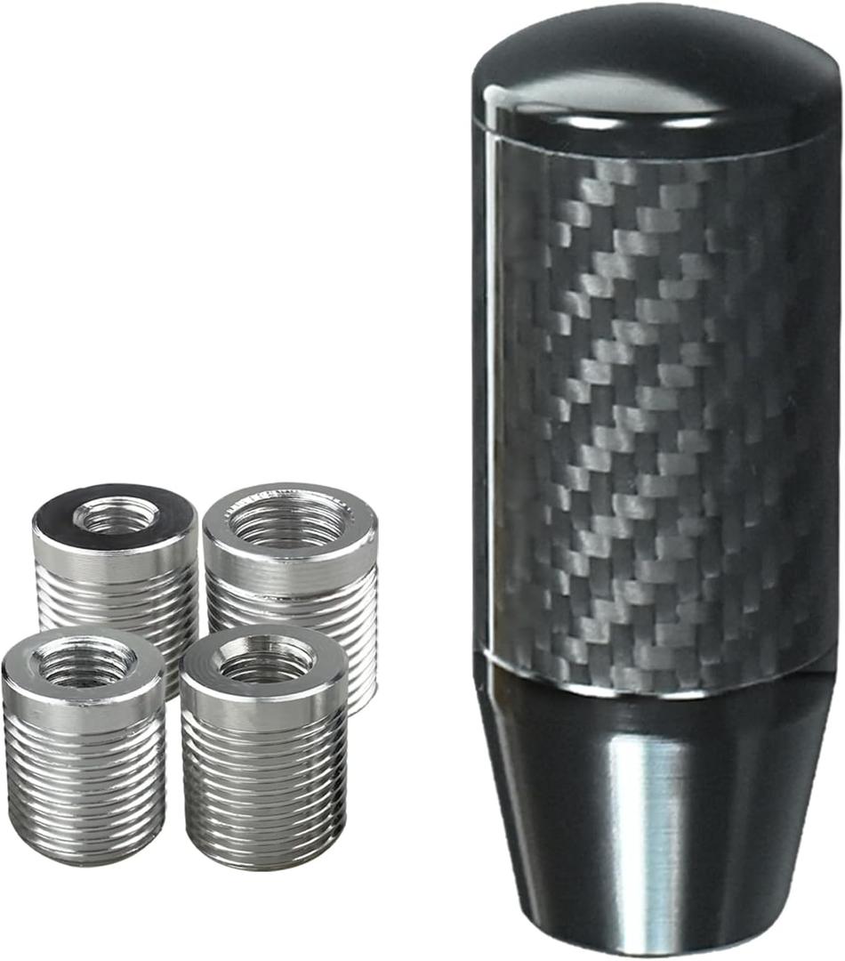 Carbon Fiber Shift Knob with 4 Alloy Adapters | Black Weighted Shift Knobs | Gear Shifter Manual Shifter Knob Speed Knobs