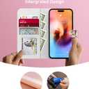 DEENAKIN for iPhone 15 Pro Wallet Case with Card Holder + Cash Clip, RFID-Blocking, Military-Grade Drop Protection & UV-Printed Artwork, Magnetic Closure with Leather Stand - Red Cherry and Bows