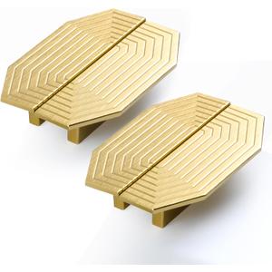 BaiNong Gold Cabinet Handles Brass Cabinet pulls Brushed Gold Drawer pulls Modern Drawer Handles for Dresser (4Pack-3.5inch Polygon)