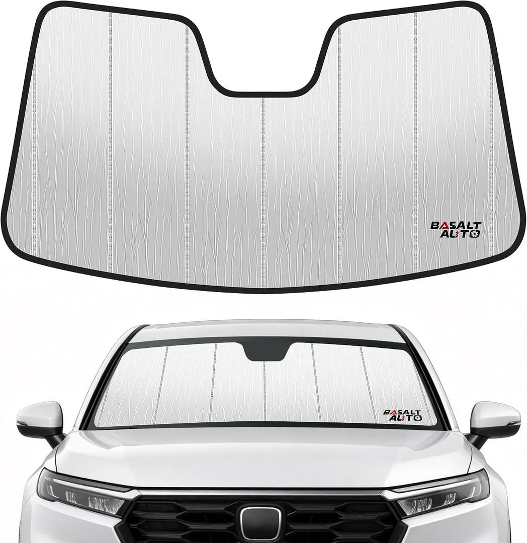 2023-2026 CR-V Windshield Sun Shade Compatible for 2023-2026 Honda CR-V Silver Reflective Foldable Front Sun Visor Sunshade Protector with Storage Bag Keep Interior Cool