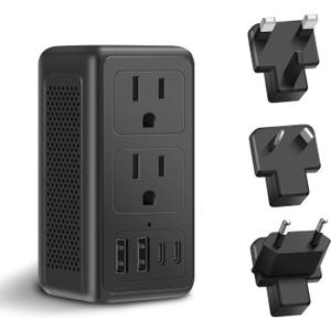 Upgraded 2000W 220V to 110V Voltage Converter US to Europe Travel Adapter for Hair Dryers with Fast Charging International Travel Adapter