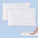 2 Packs Flat Pillows for Sleeping Thin, 3" Ultra Thin Pillow, Slim Bed Pillows for Stomach and Back Sleepers, Standard Size -18x26 in - 100% Cotton - 7D Fiber (2 PC) (Standard(2PC), White)