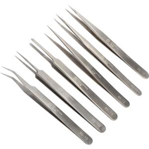 Precision Tweezers Set, 6 PCS Extra Thick Stainless Steel, Non-Magnetic, Heat Resistant for Electronics, Soldering, Jewelry, Craft, and Laboratory Work