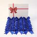 Royal Blue Gift Wrap Bows - 50 Pcs 3.3 Inch Elegant Metallic Bows for Men's Gifts, Corporate Events, Father's Day, Wedding Decor, Christmas, Birthday, Party Decorations (Includes 50 Adhesive) (1 Count (Pack of 50))