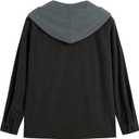 ZAFUL Men's Hooded Flannel Shirts Long Sleeve Casual Fashion Button Shirts Loose Drawstring Shacket for Spring Autumn (S)